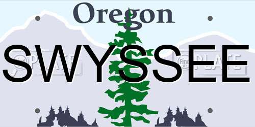SWYSSEE Oregon License Plate
