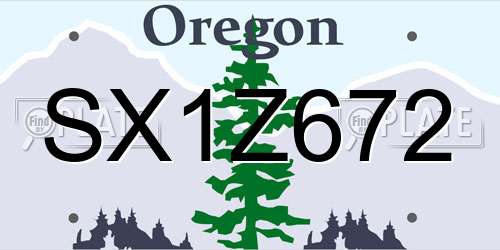 SX1Z672 Oregon License Plate