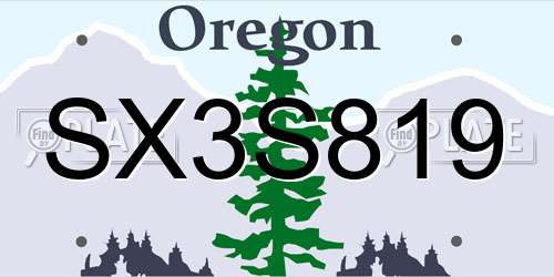 SX3S819 Oregon License Plate