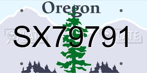SX79791 Oregon License Plate