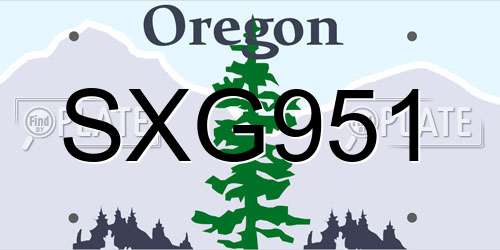 SXG951 Oregon License Plate