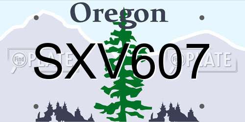 SXV607 Oregon License Plate