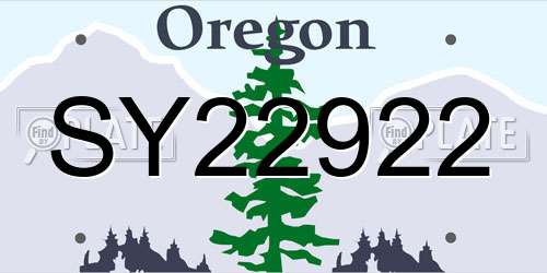 SY22922 Oregon License Plate