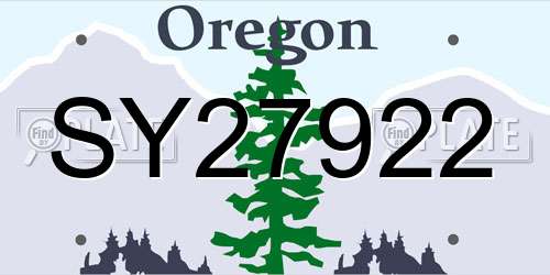SY27922 Oregon License Plate