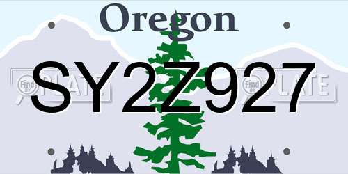 SY2Z927 Oregon License Plate