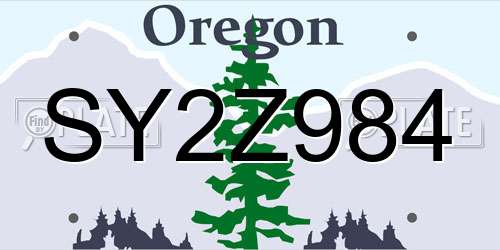 SY2Z984 Oregon License Plate