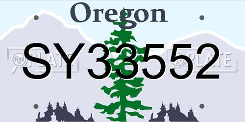 SY33552 Oregon License Plate