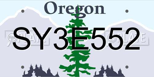 SY3E552 Oregon License Plate