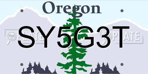 SY5G3T Oregon License Plate