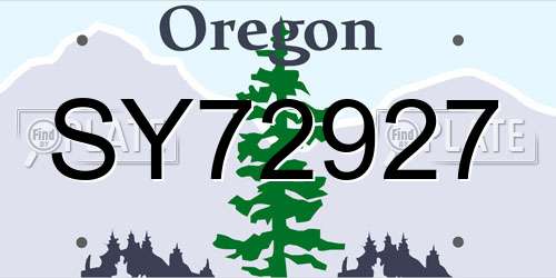 SY72927 Oregon License Plate