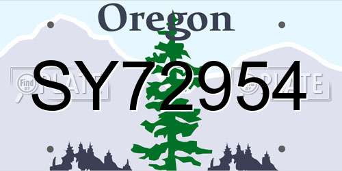 SY72954 Oregon License Plate