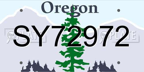 SY72972 Oregon License Plate