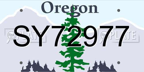 SY72977 Oregon License Plate
