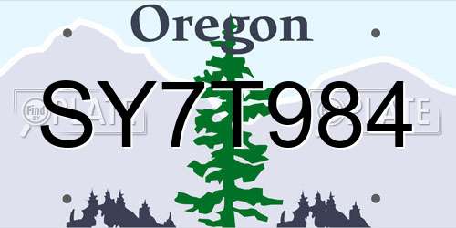 SY7T984 Oregon License Plate
