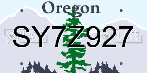 SY7Z927 Oregon License Plate