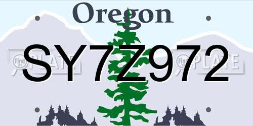 SY7Z972 Oregon License Plate