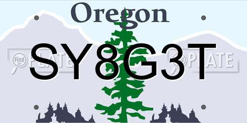 SY8G3T Oregon License Plate