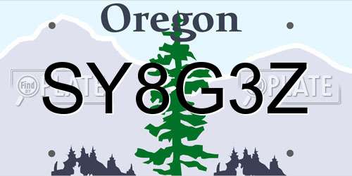 SY8G3Z Oregon License Plate