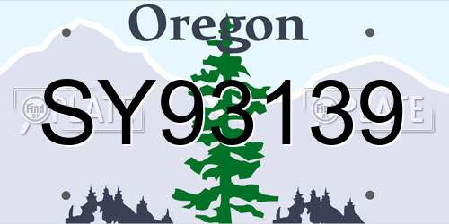 SY93139 Oregon License Plate