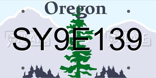 SY9E139 Oregon License Plate