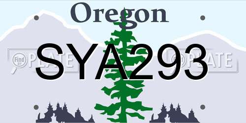 SYA293 Oregon License Plate