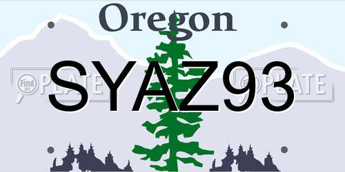SYAZ93 Oregon License Plate