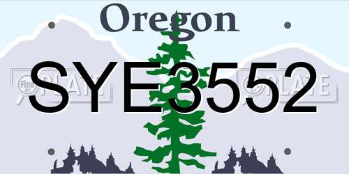SYE3552 Oregon License Plate