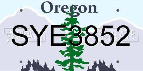 SYE3852 Oregon License Plate