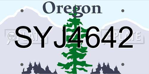SYJ4642 Oregon License Plate