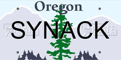 SYNACK Oregon License Plate