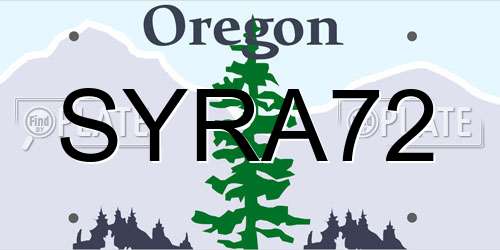 SYRA72 Oregon License Plate