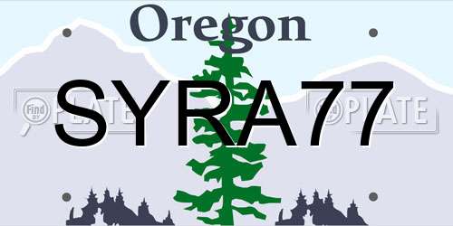 SYRA77 Oregon License Plate