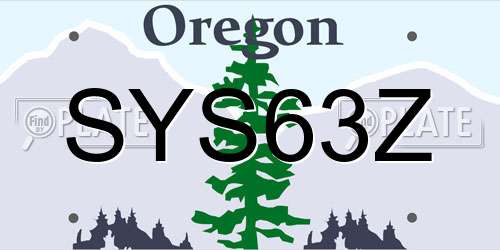 SYS63Z Oregon License Plate