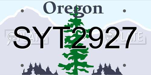 SYT2927 Oregon License Plate