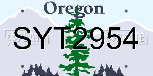 SYT2954 Oregon License Plate
