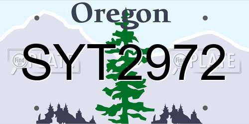 SYT2972 Oregon License Plate