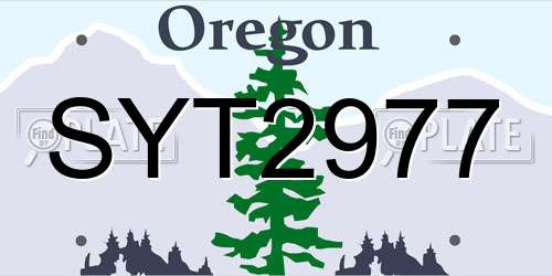SYT2977 Oregon License Plate