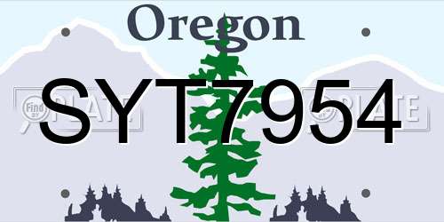 SYT7954 Oregon License Plate