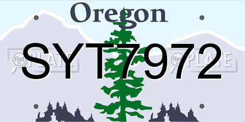 SYT7972 Oregon License Plate