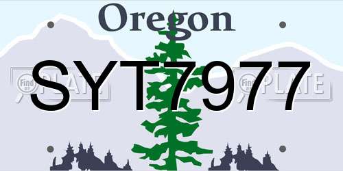 SYT7977 Oregon License Plate