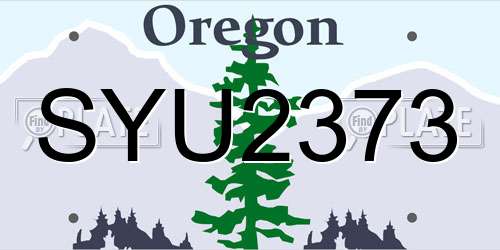 SYU2373 Oregon License Plate