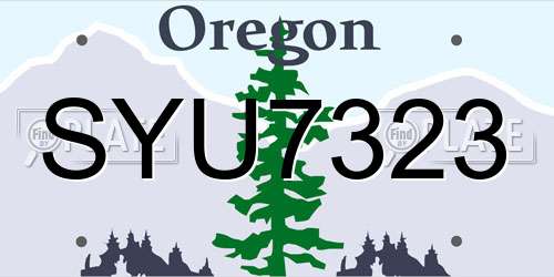 SYU7323 Oregon License Plate