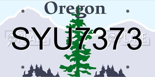 SYU7373 Oregon License Plate