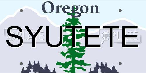 SYUTETE Oregon License Plate