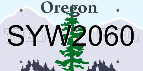 SYW2060 Oregon License Plate