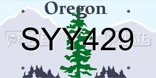 SYY429 Oregon License Plate