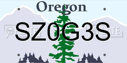 SZ0G3S Oregon License Plate