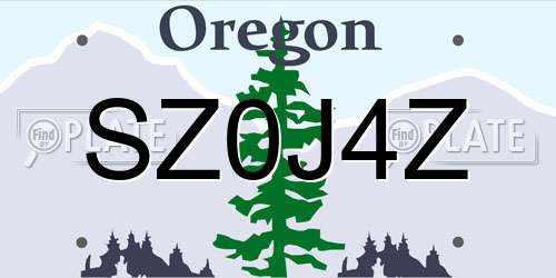 SZ0J4Z Oregon License Plate