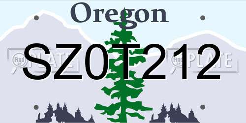 SZ0T212 Oregon License Plate