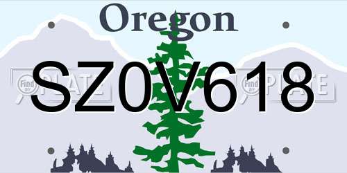 SZ0V618 Oregon License Plate